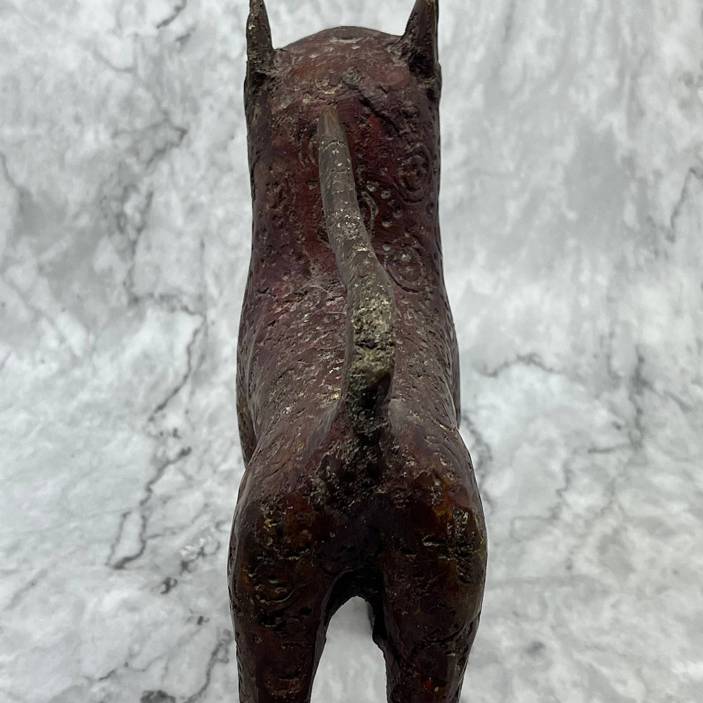 Antique Bronze West African Tribal Benin Leopard Statue Nigeria 7x8.5” TD8