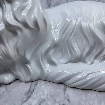 Vintage Alberta's Molds Lifesize Ceramic White Blue Eyes Fluffy Persian Cat 9x17