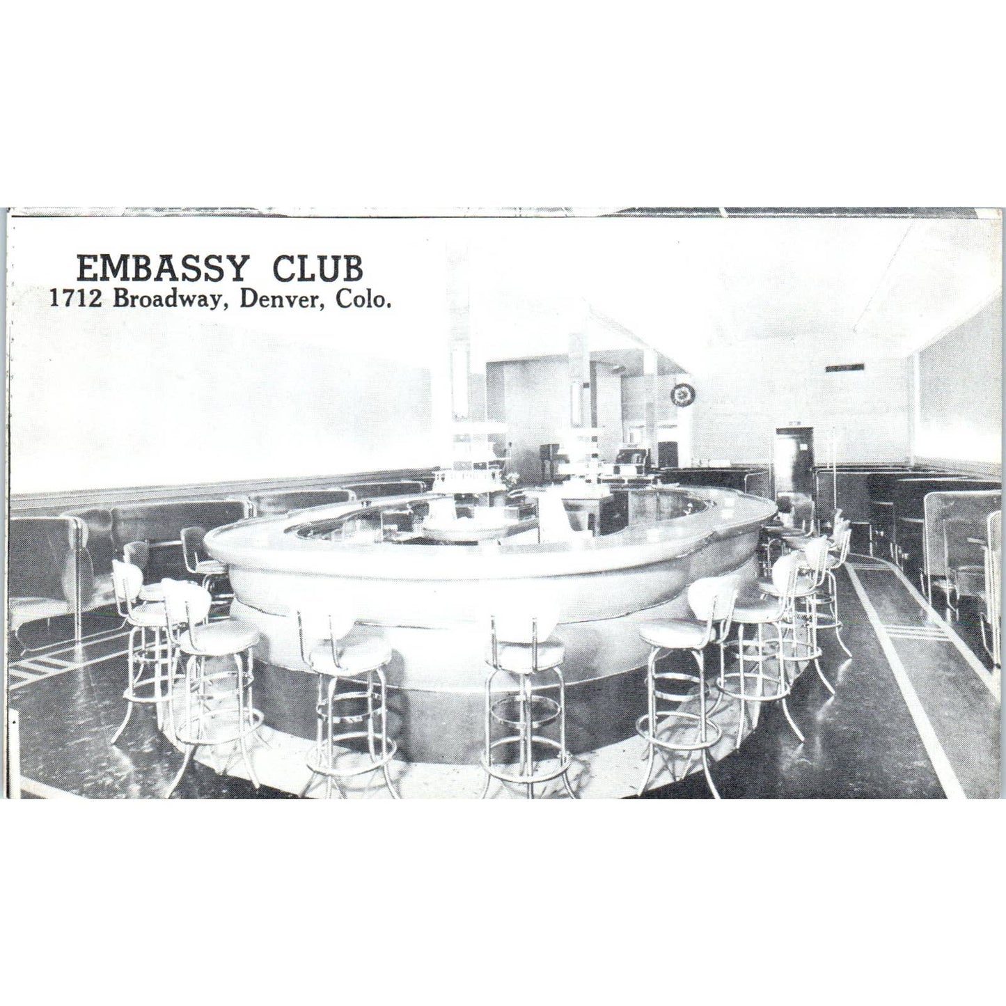 The Embassy Club Cocktail Lounge Interior Denver CO Original Postcard TK1-29