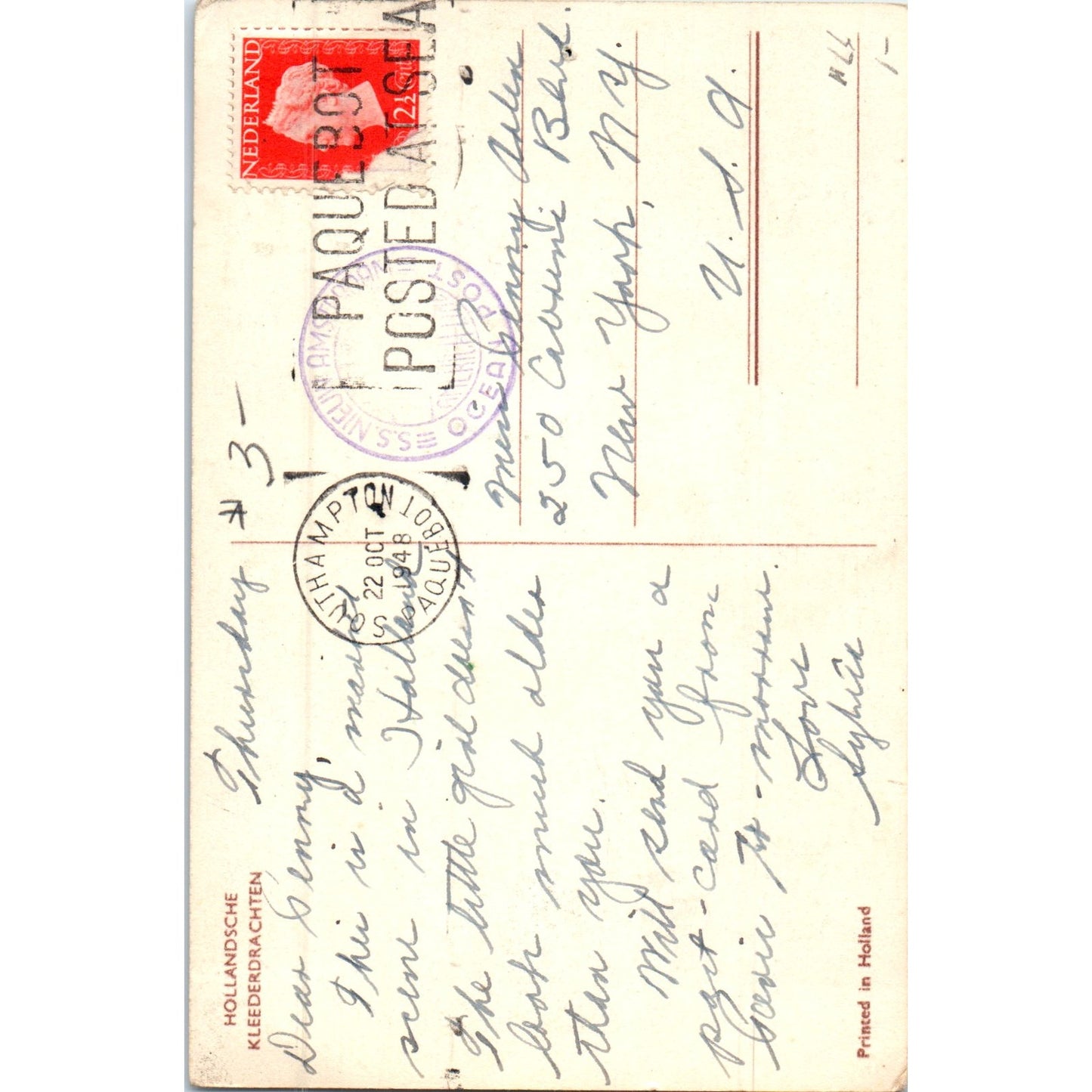 Dutch Costumes Leeland 1948 Original Postcard P2-4