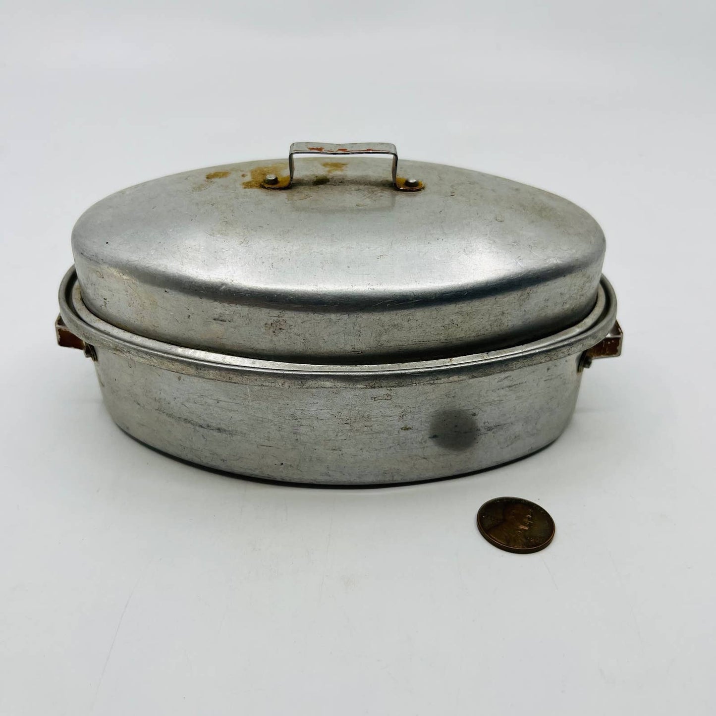 Vintage Toy Kitchen Tin Roasting Pan With Lid 6.5” TB6