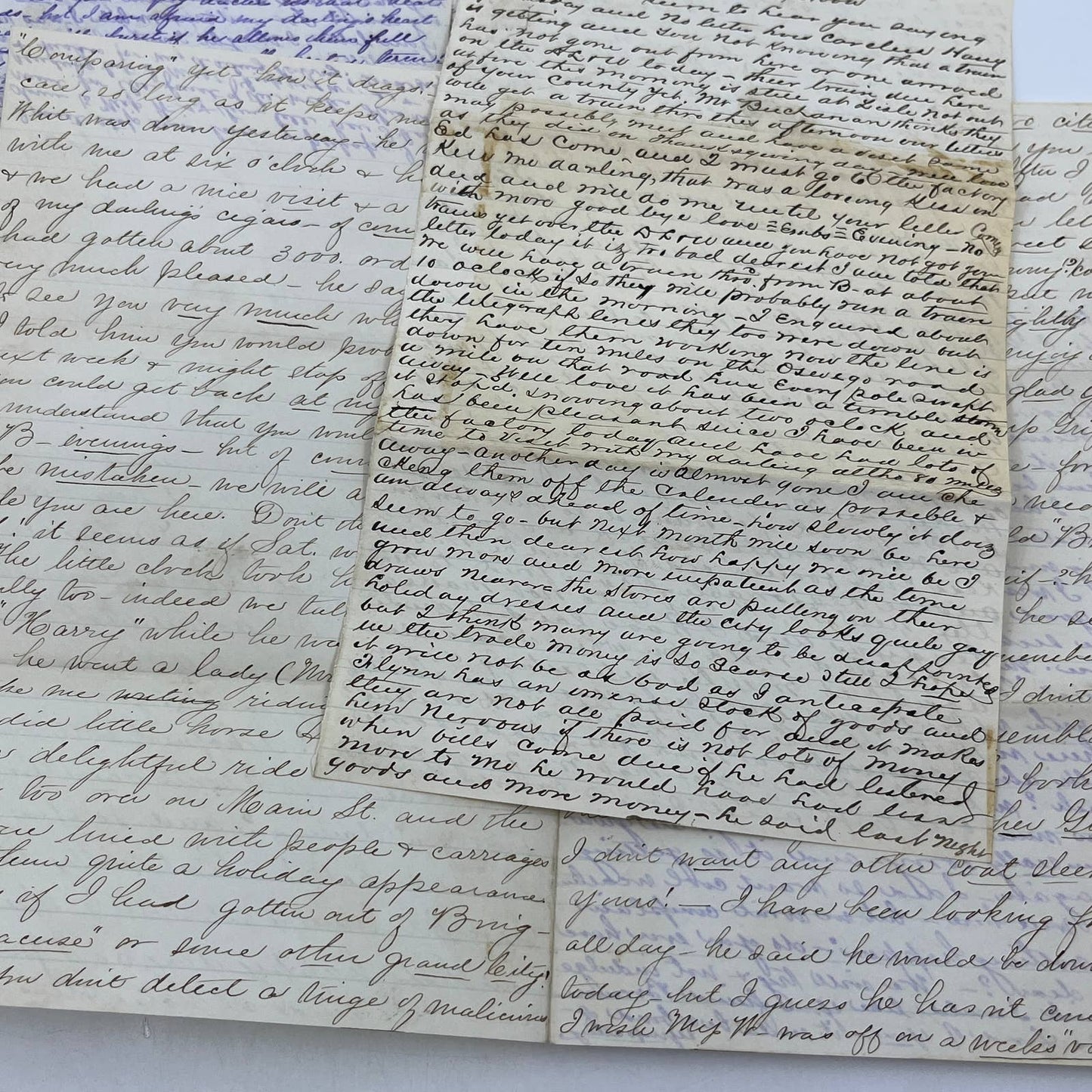 1877 Antique Set of 5 Handwritten Love Letters Syracuse New York Area AC9