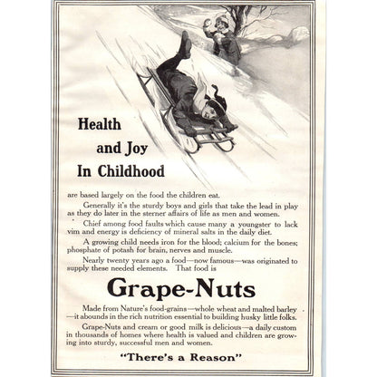 c1920 Harper's Magazine Ad - Grape-Nuts Health and Joy in Childhood TF6-1