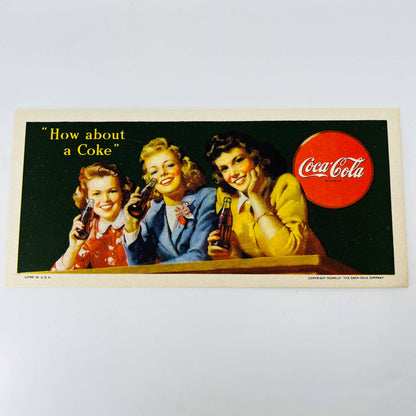 1944 Coca-Cola Coke Advertising Ink Blotter Lithograph How About a Coke? C4