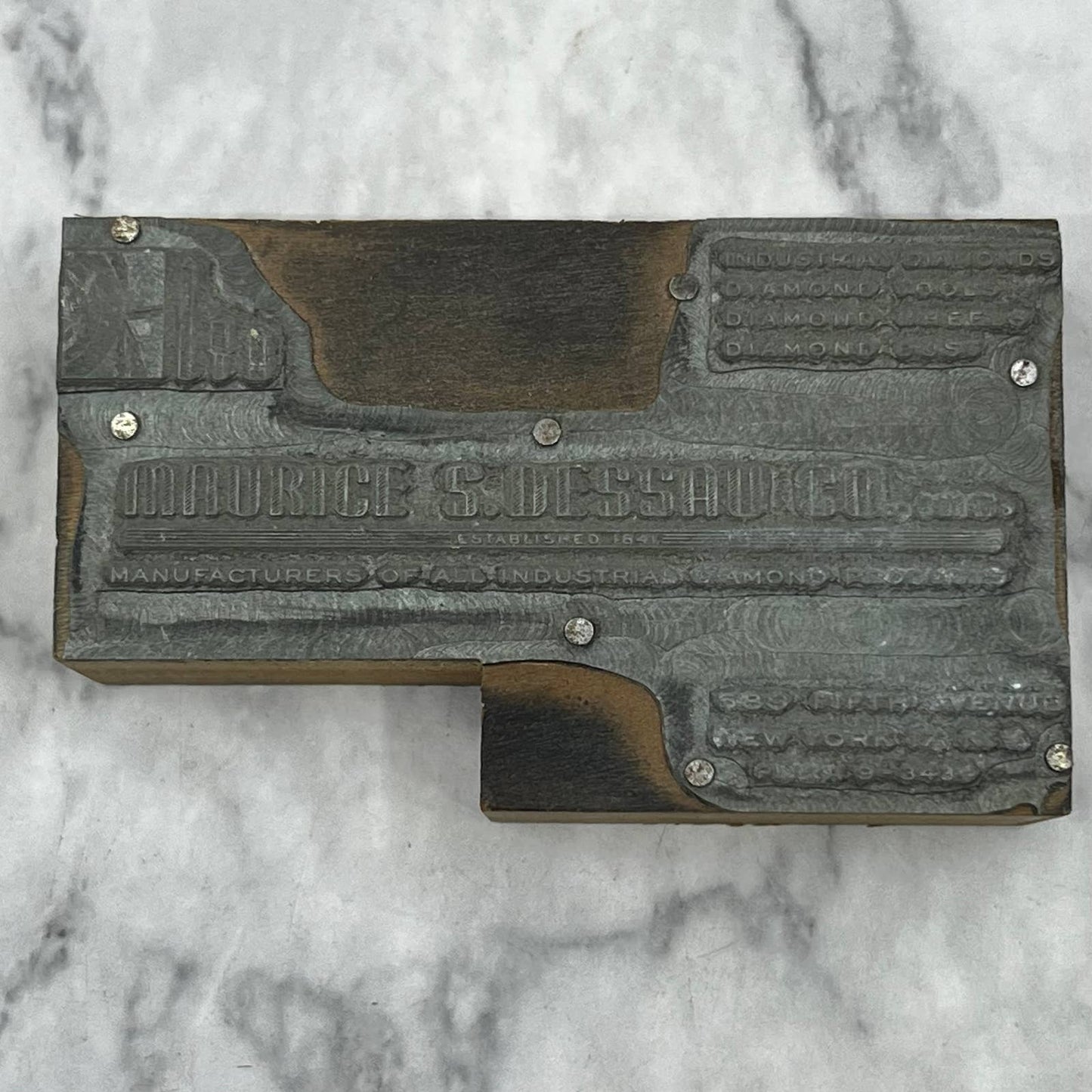 Vintage Printers Block Plate Maurice S. Dessau Industrial Diamonds TJ51