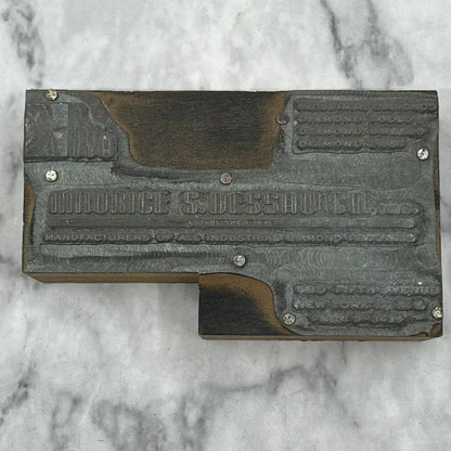 Vintage Printers Block Plate Maurice S. Dessau Industrial Diamonds TJ51