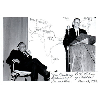 Ambassador of India B.K. Nehru Yankton Convocation 1963 5x7 Photo TK1-P11