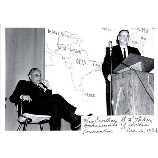 Ambassador of India B.K. Nehru Yankton Convocation 1963 5x7 Photo TK1-P11