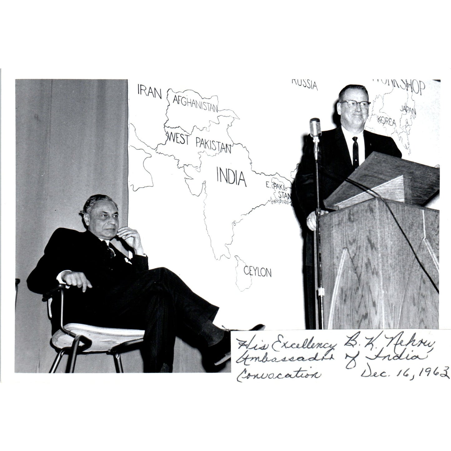 Ambassador of India B.K. Nehru Yankton Convocation 1963 5x7 Photo B15