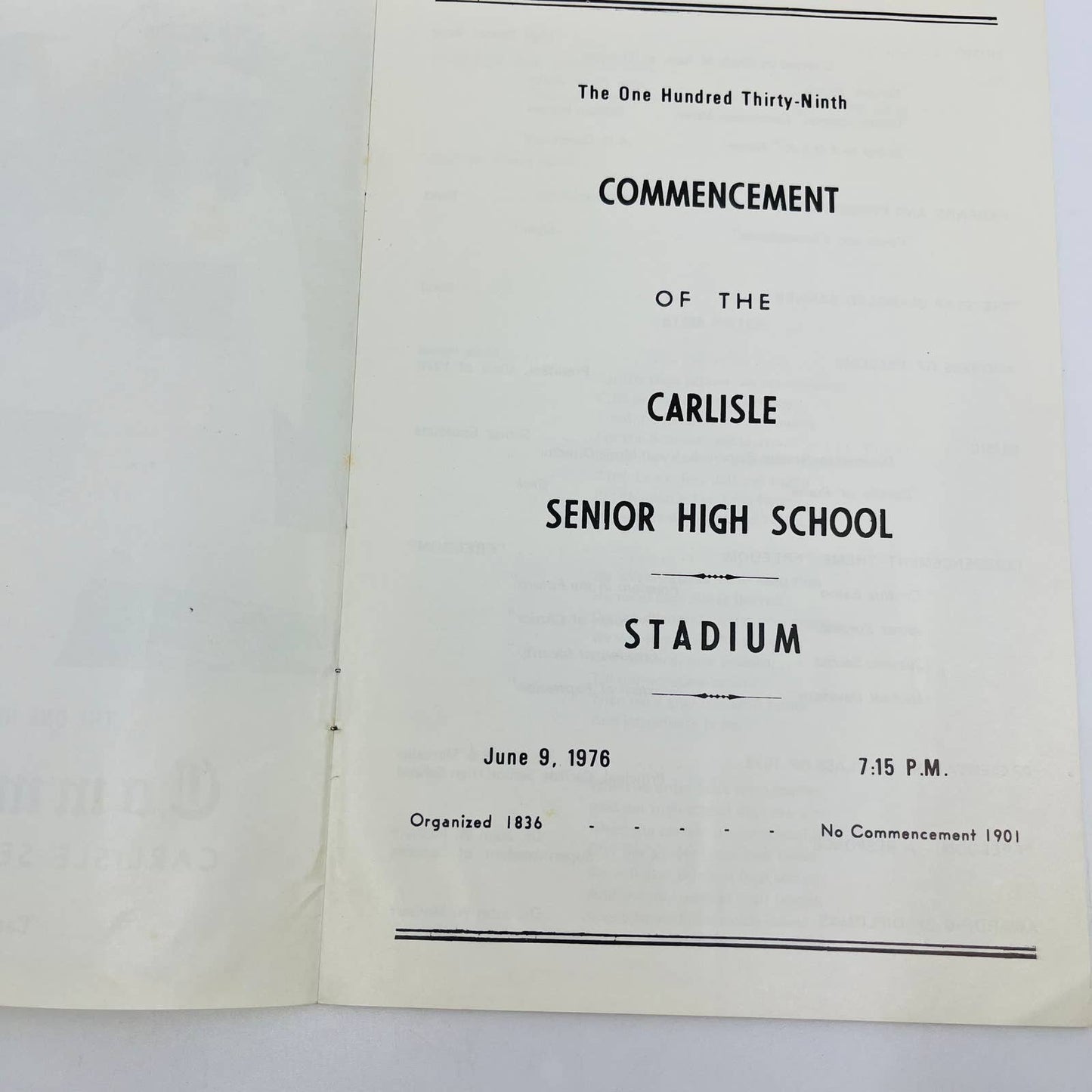 1976 Carlisle Senior High School Commencement Program Carlisle PA D2