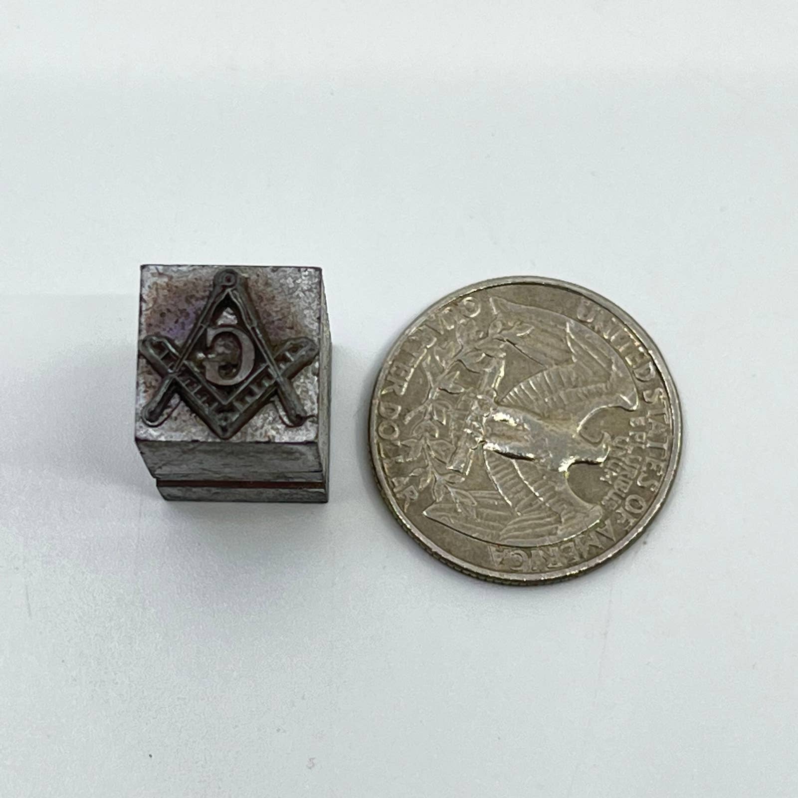 1920s Ornate store Freemason Masonic Metal Stamp Typeset Print Block 1” SC7-3