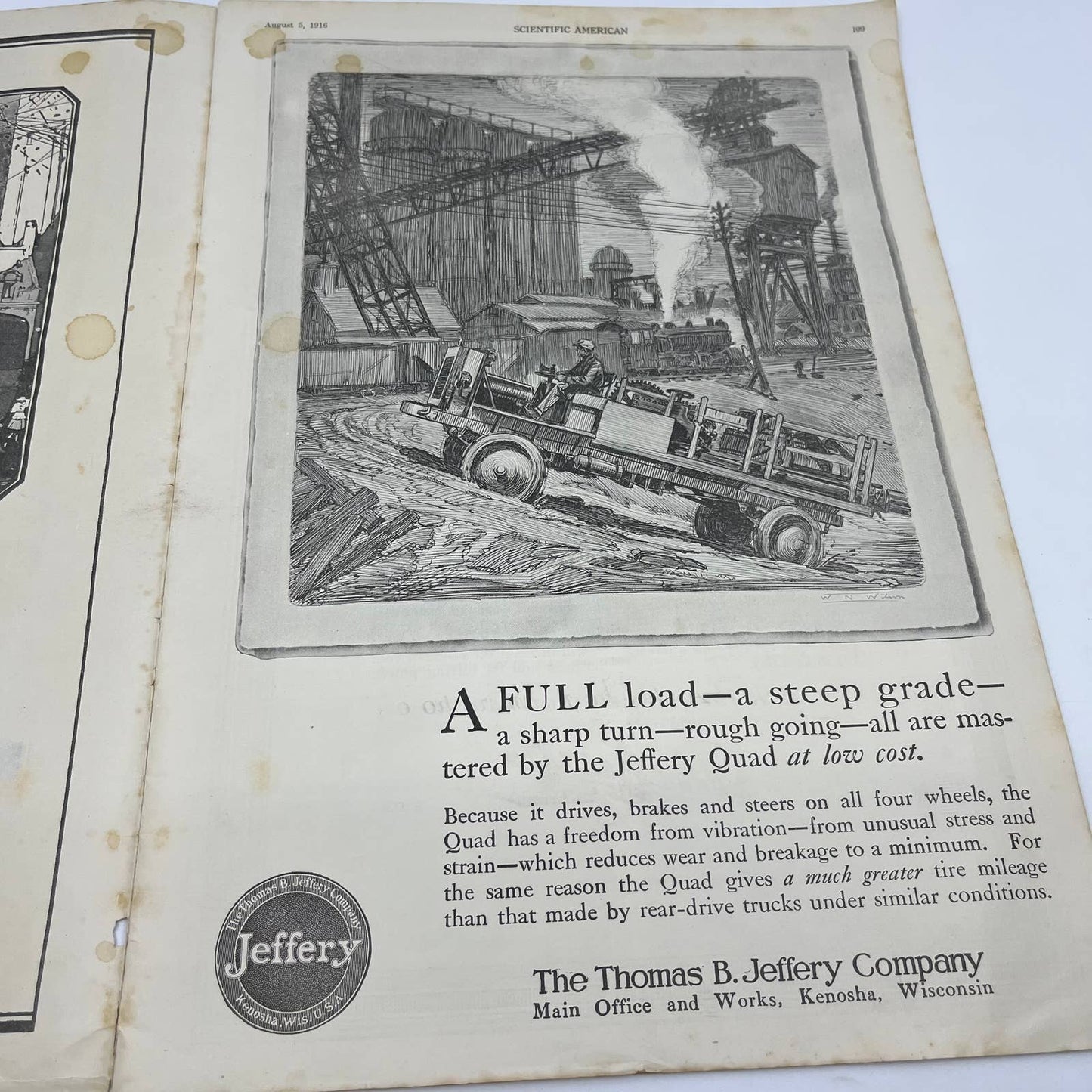 Scientific American Magazine August 1916 WWI Our Army Machine Gun Vehicle TH6