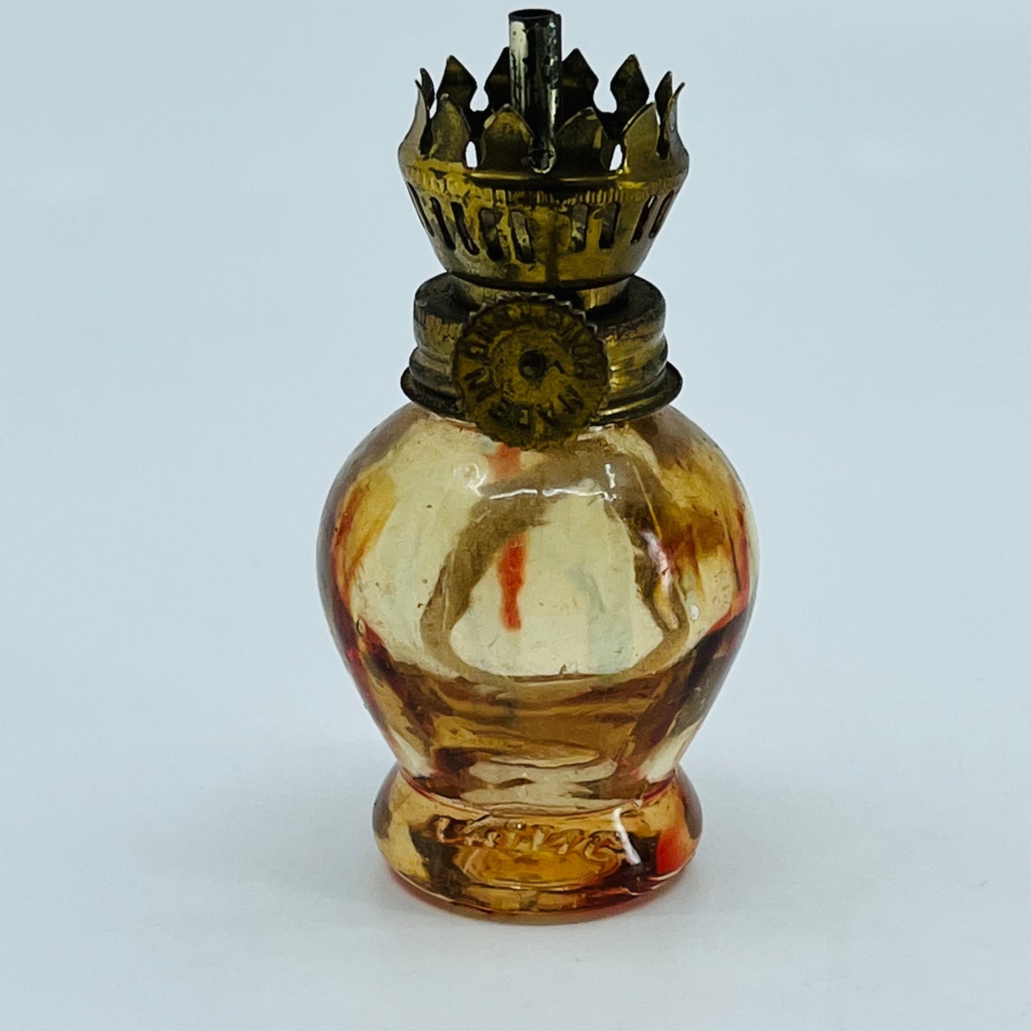 Vintage Tiny 3” Glass Oil Lamp with Brass Hardware Hong Kong SC4