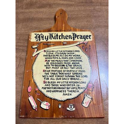 Vintage My Kitchen Prayer Cedar Wall Plaque Richardson Grove California 6 x 10”