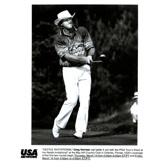 1990 Original Press Photo Golf Greg Norman USA Network Nestle Invitational 8x10" AD2