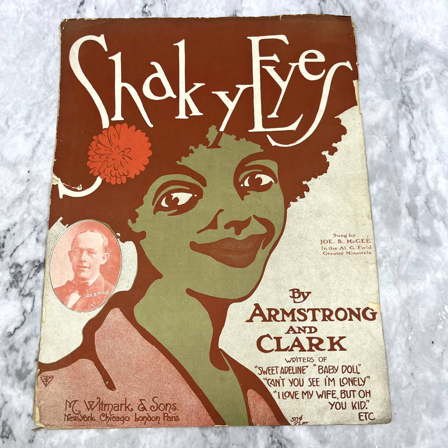 Shaky Eyes Armstrong and Clark Joe B. McGee 1909 Sheet Music TK2-SM