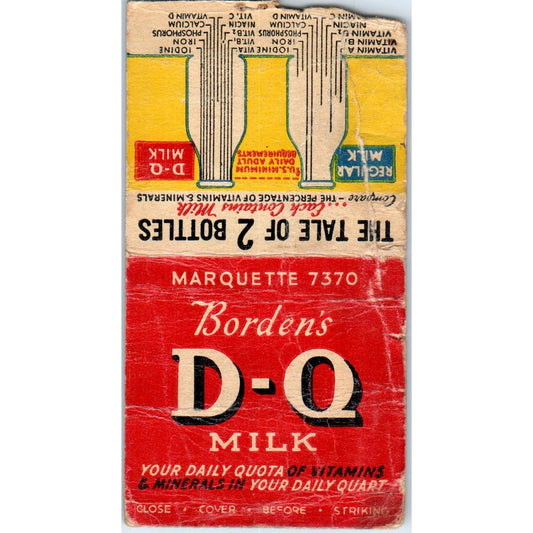 Borden's D-Q Milk Advertising Matchbook Cover SA9-M6