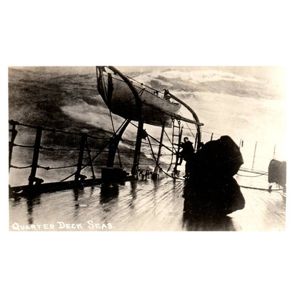Quarter Deck Seas Awash Steamship Battleship - Original Postcard RPPC TJ8-4