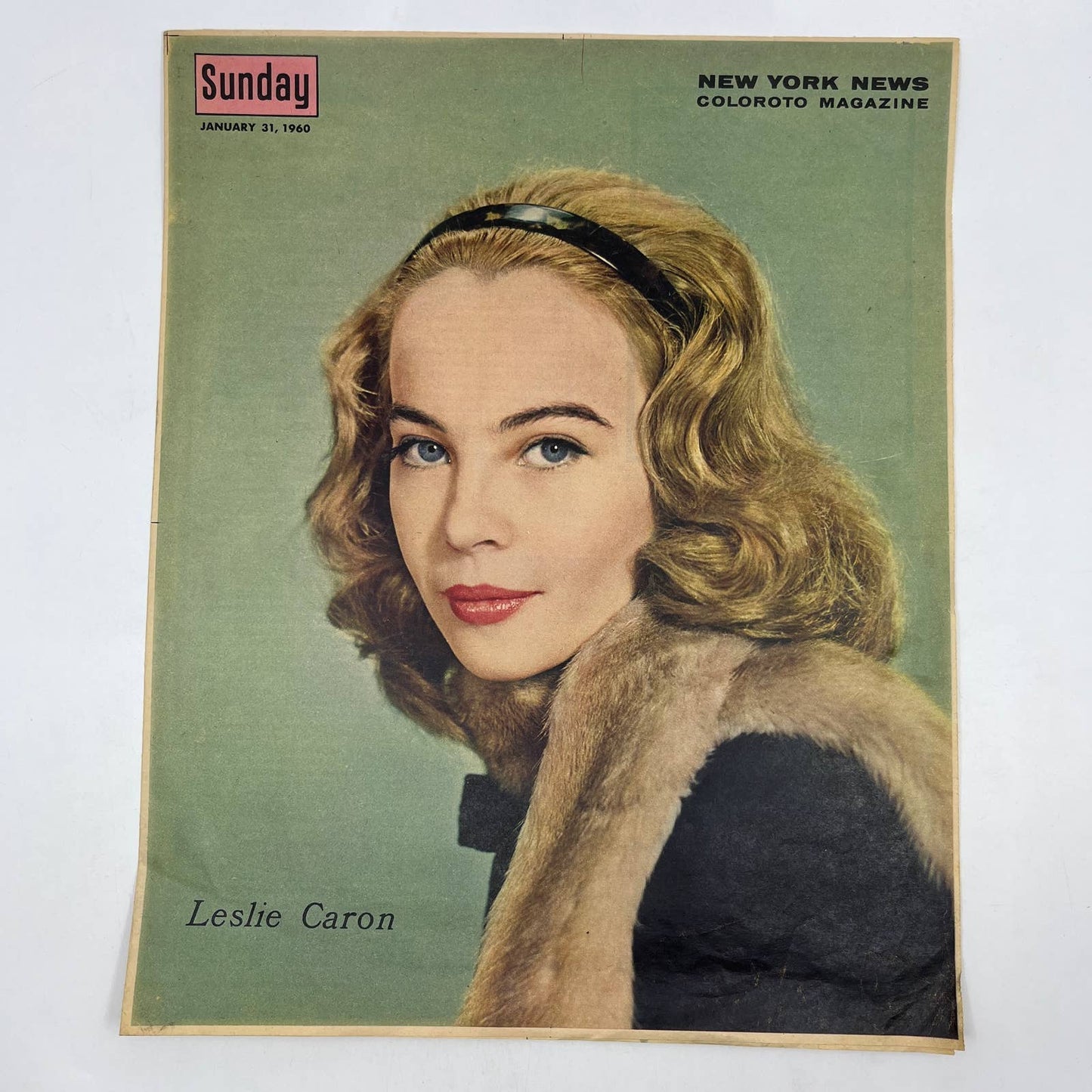 1960 LESLIE CARON Sunday New York News Coloroto Magazine Cover Only FL4