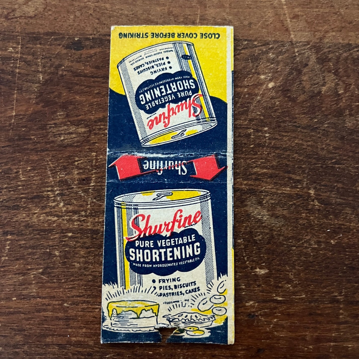 Shurfine Pure Vegetable Shortening Advertising Matchbook Cover MM11-7