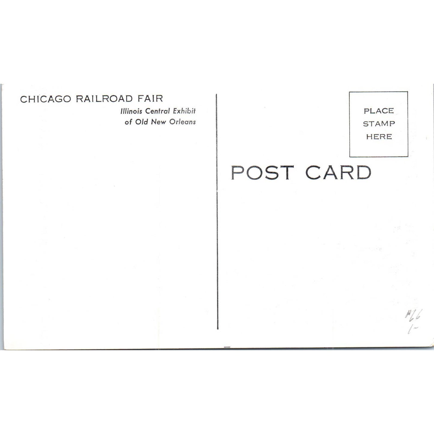 Chicago Railroad Fair IL Central Exhibits New Orleans Original Postcard TK1-P20