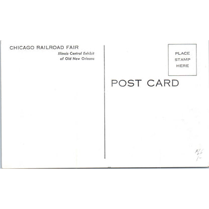 Chicago Railroad Fair IL Central Exhibits New Orleans Original Postcard TK1-P20