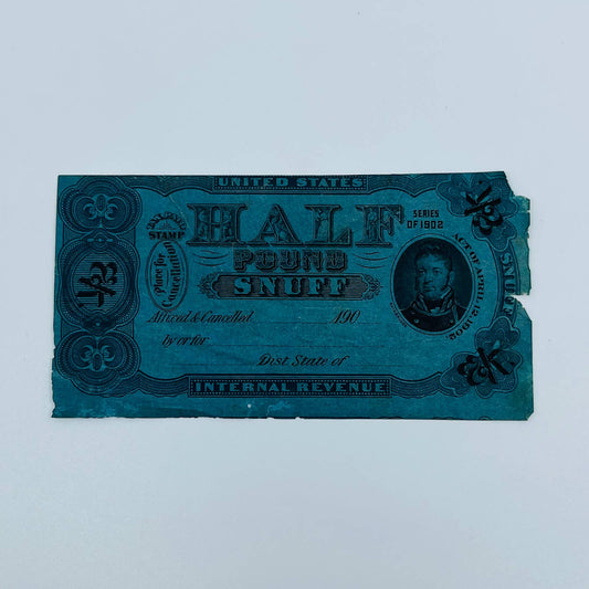 1902 Series Half Pound Snuff Tax Paid Stamp AA2