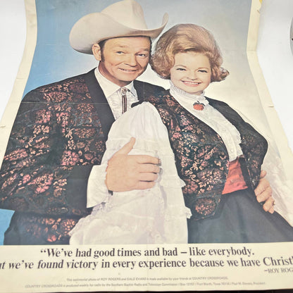 Vintage Roy Rogers & Dale Evans Poster Country Crossroads Victory in Christ TE4