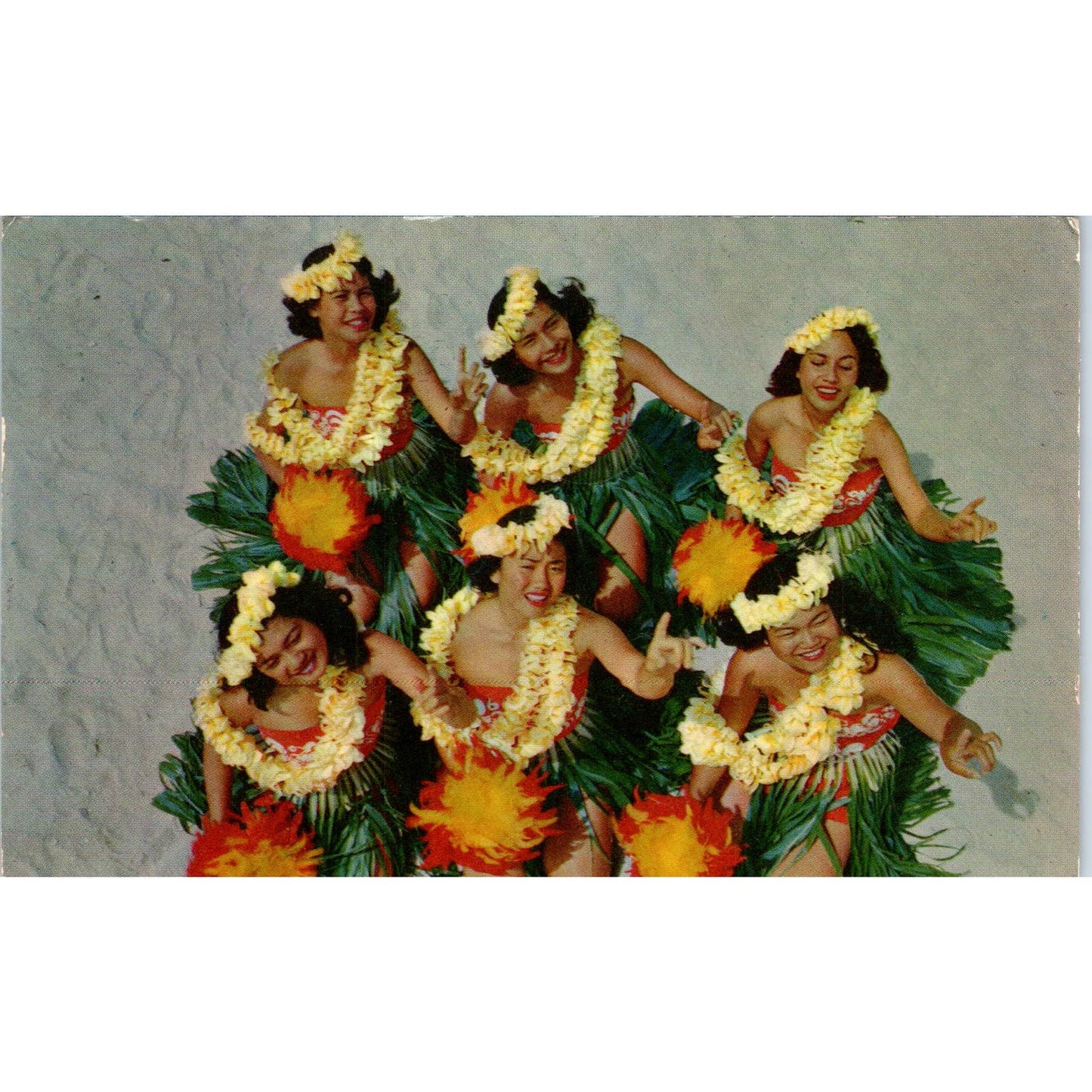 Beautiful Hawaii Hula Girls on Beach 1960 Original Postcard TK1-20
