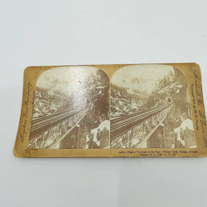 1903 Stereoview Canadian Pacific Railway White Creek Bridge Fraser Canyon BC