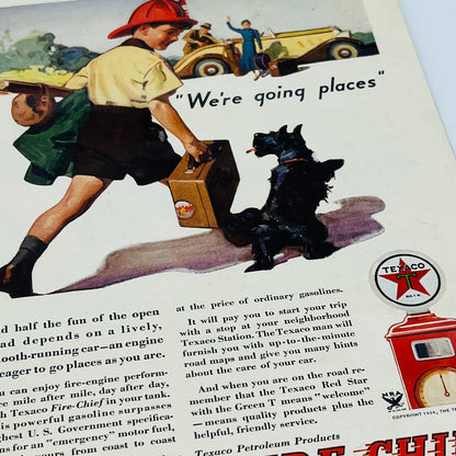 1934 Texaco Gasoline Boy with Scotty Dog Original Print Ad 6 x 10 C13