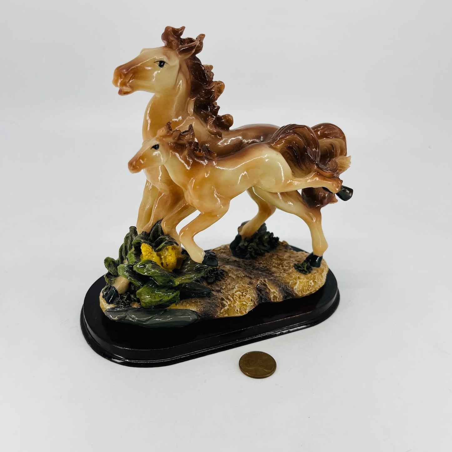 Vintage Hand Painted Resin Mother Horse and Baby Colt Figure Figurine 6” TD2