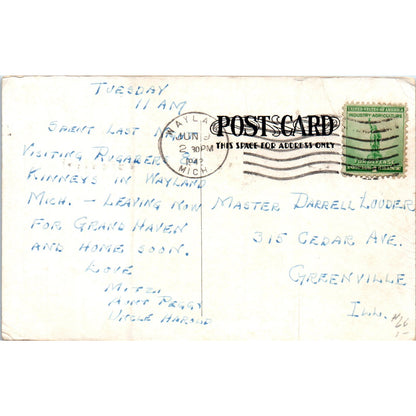 1942 Vacationland Humor Cartoon Wayland MI Original Postcard P2-4