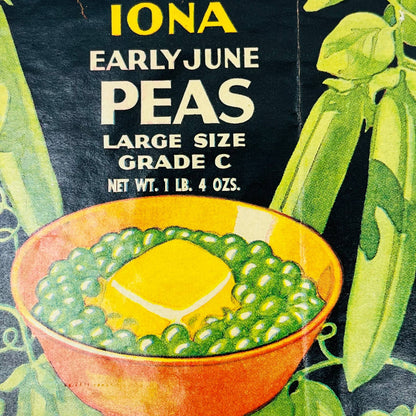 1934 Iona Early June Peas Label Great Atlantic & Pacific Tea Company EA4