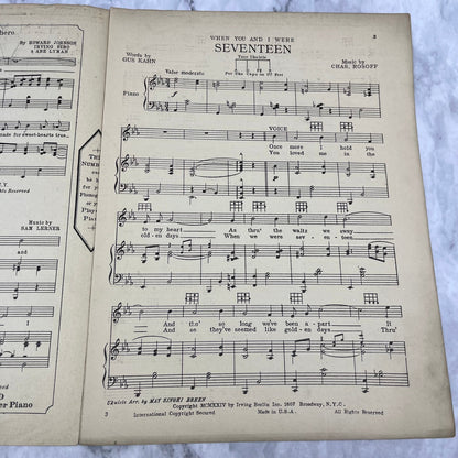 When You And I Were Seventeen - 1924 sheet music - Arlene Coleman V38