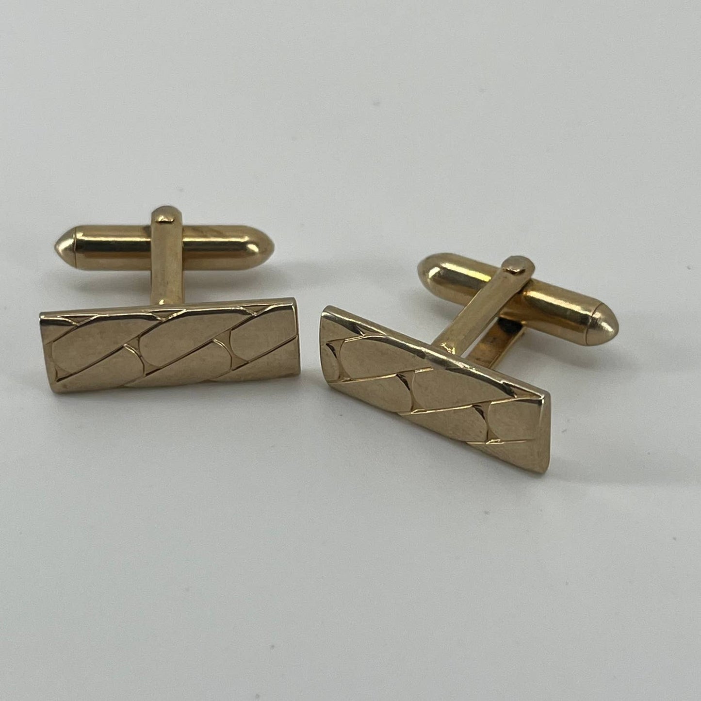 Vintage 1950s MCM MOD SWANK Cufflinks Textured Bars Gold Tone SE1