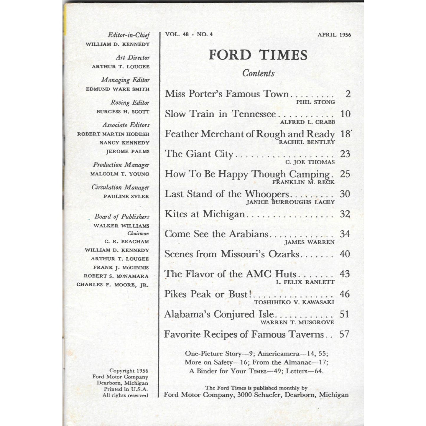 Ford Times April 1956 Ozarks Missouri Dauphin Island Alabama Farmington TJ7