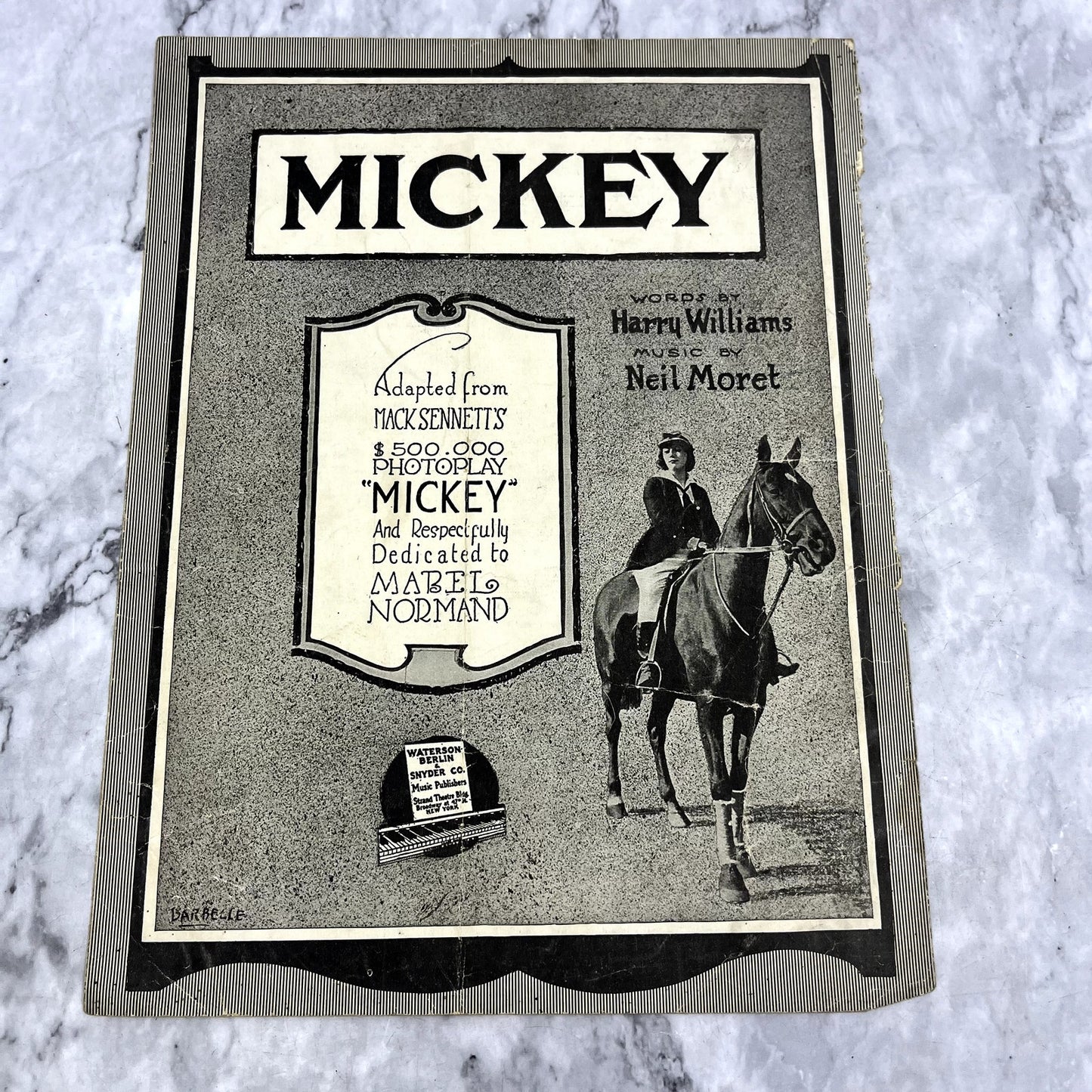 Mickey Photoplay - Harry Williams Neil Moret 1928 Sheet Music V37-5