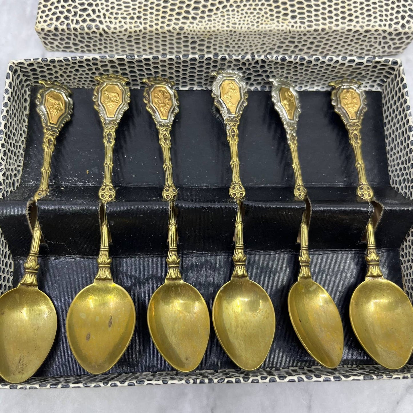 Vintage Brass Demitasse Espresso Coffee/Tea/sugar Spoons Italy Set of 6 TD1