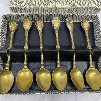 Vintage Brass Demitasse Espresso Coffee/Tea/sugar Spoons Italy Set of 6 TD1