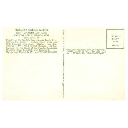 Vintage Postcard - Holiday Sands Motel Daytona Beach FL Syl & Wendy Prevost AD9