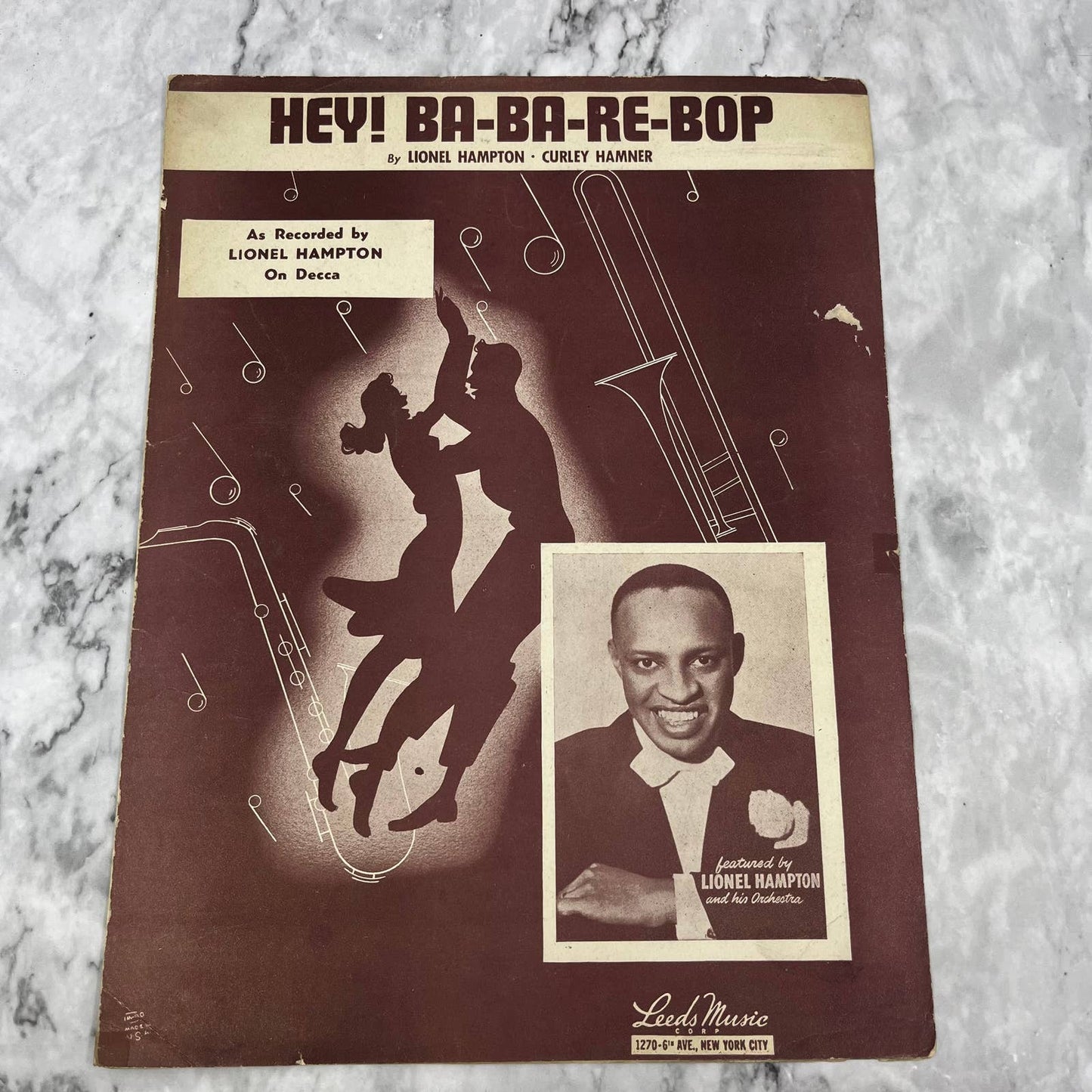 Sheet Music 1946 LIONEL HAMPTON "HEY! BA-BA-RE-BOP" BIG BAND LEADER Vintage TJ4