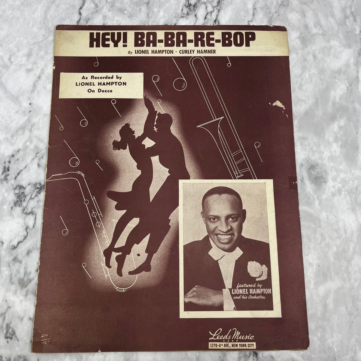 Sheet Music 1946 LIONEL HAMPTON "HEY! BA-BA-RE-BOP" BIG BAND LEADER Vintage V41-2