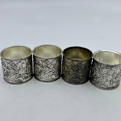 Vintage Delli Silverplate Eleanore Claire CA Lion Head Napkin Rings Set of 4 TI2