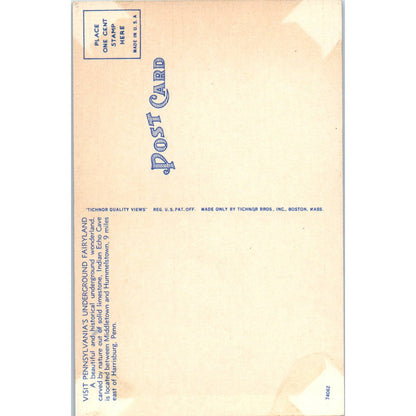 Vintage Postcard Rainbow Room Indian Echo Cavern Hummelstown PA TD9-P1