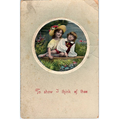 Victorian Children Forget Me Not 1913 Original Postcard TJ9-P2