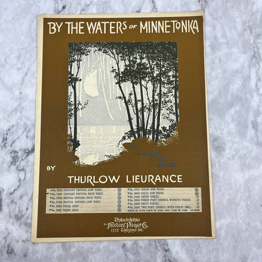 By the Waters of Minnetonka Indian Love Song Lieurance 1915 Sheet Music TH5