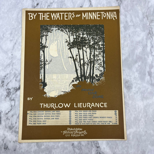 By the Waters of Minnetonka Indian Love Song Lieurance 1915 Sheet Music V38