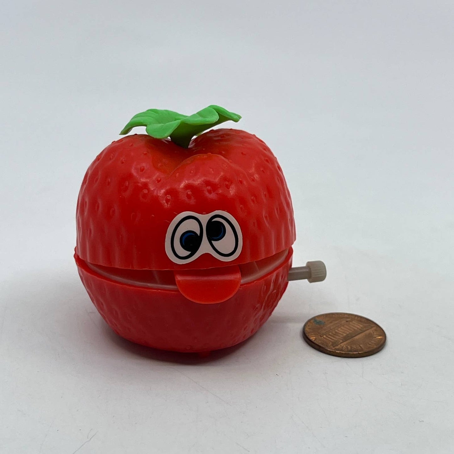 1970s Wind Up Toy Silly Strawberry Tounge Out Russ Hong Kong WORKS 2" TH7