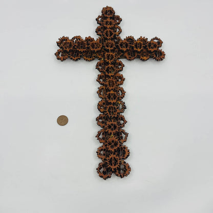 Large Handmade Walnut Rustic Farmhouse Christian Crucifix Cross 8 x 13” TA6